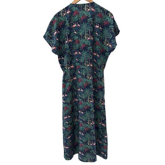 Vineyard Vines Textured Button Front Kaftan Maxi Dress Navy Size Small - Picture 9 of 12
